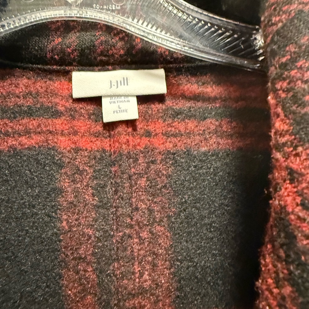 J. Jill Red and Black Plaid Utility Jacket - Picture 3 of 4